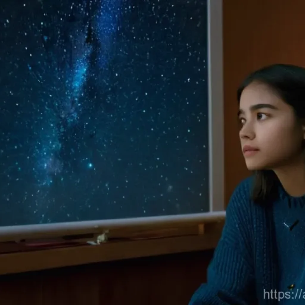 캐릭터 아이디어 구상법 - **Prompt:** A young, contemplative female character, perhaps a budding astrophysicist, sitting alone...