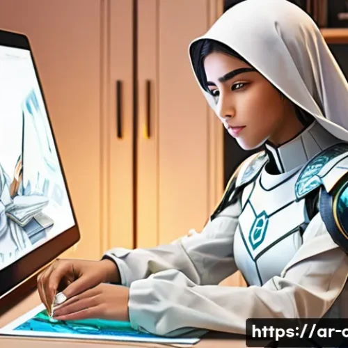 Home 33 애니메이션 캐릭터 유통 - **Prompt:** A vibrant, detailed anime illustration of a young Arab female artist, around 16 years ol...