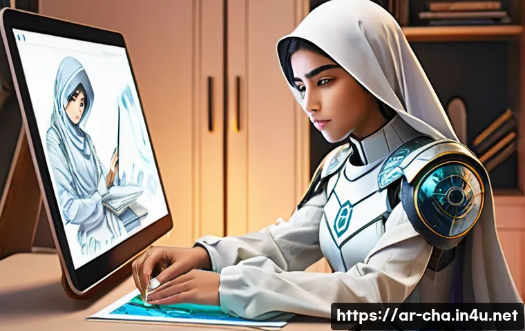 애니메이션 캐릭터 유통 - **Prompt:** A vibrant, detailed anime illustration of a young Arab female artist, around 16 years ol...